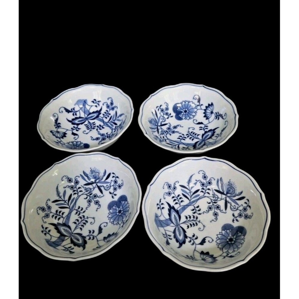 Blue Danube Japan Blue Onion 6" Coupe Cereal Bowl Lot Of 4 Vintage